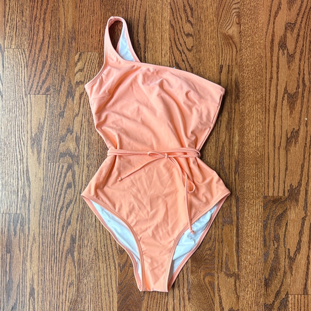 One-Shoulder Pale Orange Swimsuit